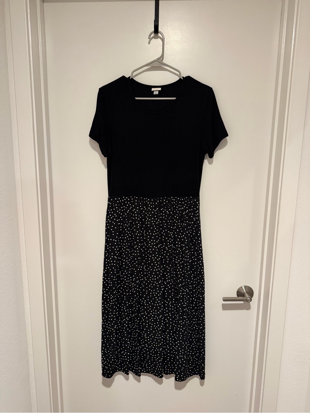a new day Black & White Polka Dot Midi Dress